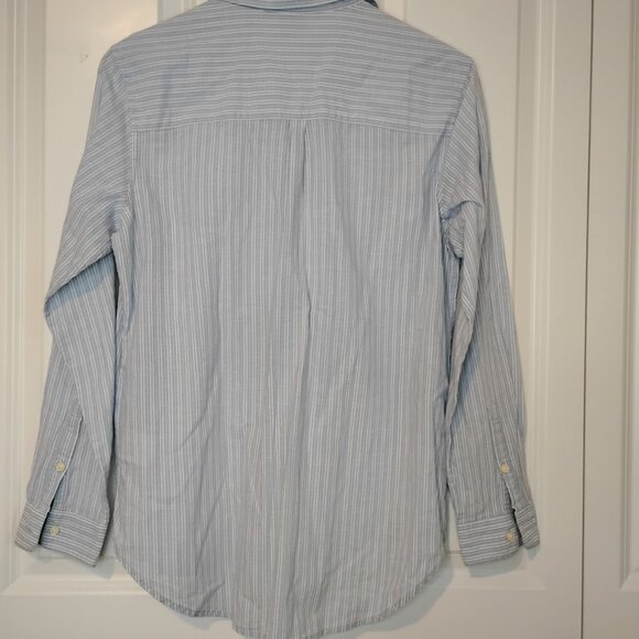 Patagonia Women's Grey White Striped Cotton Long Sleeve Button Down Shirt Size S - Picture 2 of 4